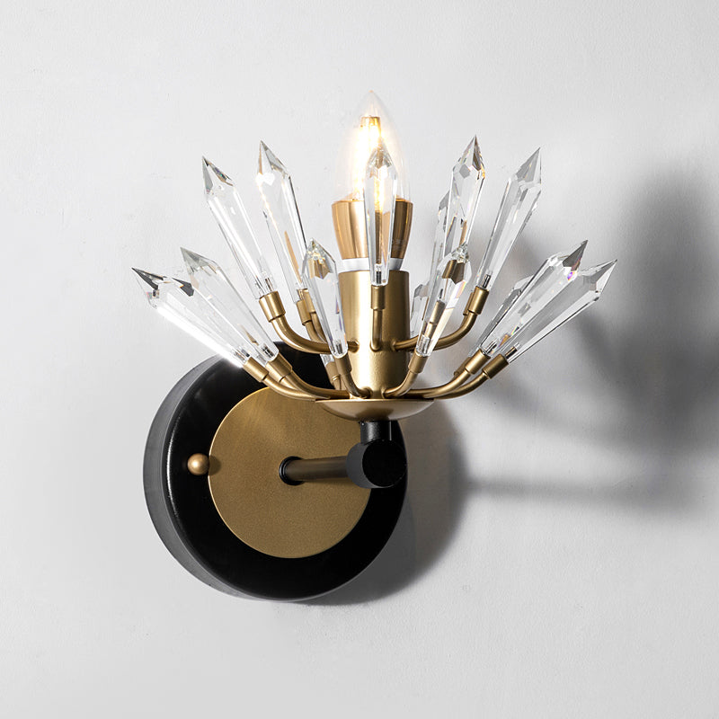 Sputnik Clear Crystal Sconce Light Contemporary 1 Head Black and Gold Wall Mounted Lighting Clearhalo 'Modern wall lights' 'Modern' 'Wall Lamps & Sconces' 'Wall Lights' Lighting' 1503051