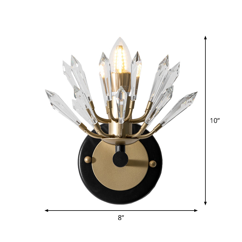 Sputnik Clear Crystal Sconce Light Contemporary 1 Head Black and Gold Wall Mounted Lighting Clearhalo 'Modern wall lights' 'Modern' 'Wall Lamps & Sconces' 'Wall Lights' Lighting' 1503052