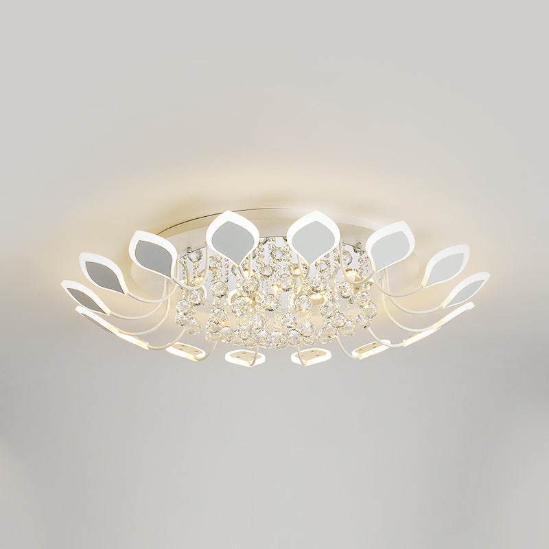 Sputnik Flush Mount Ceiling Light with Leaf Acrylic Shade Modern 8/10/12 Lights White/Black Ceiling Light Fixture for Bedroom in White/Warm Clearhalo 'Ceiling Lights' 'Close To Ceiling Lights' 'Close to ceiling' 'Flush mount' Lighting' 150306