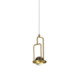 Ball Ceiling Suspension Lamp Minimalist Clear Crystal 1 Light Pendant in Gold with Rectangle Frame Clearhalo 'Ceiling Lights' 'Modern Pendants' 'Modern' 'Pendant Lights' 'Pendants' Lighting' 1503062