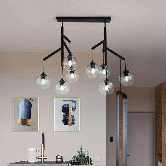Ultra-Modern Branch Clear Glass Island Pendant 8 Lights Hanging Ceiling Fixtures Black Clearhalo 'Ceiling Lights' 'Glass shade' 'Glass' 'Island Lights' 'Pendant Lights' Lighting' 150316
