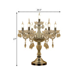 Candelabra Bedroom Table Light Traditional Clear Crystal 5/6/7 Heads Chrome Night Stand Lamp Clearhalo 'Lamps' 'Table Lamps' Lighting' 1503441