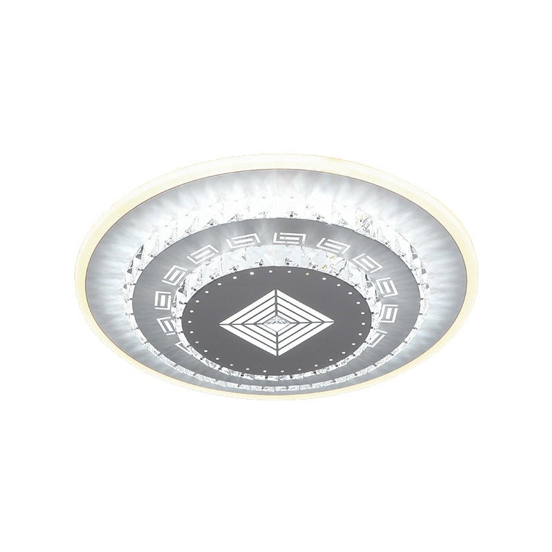 LED Light Fixture Modern Circular Clear Crystal Blocks Flush Mount with Rhombus/Cobble/Loving Heart Pattern in White/Warm Light Clearhalo 'Ceiling Lights' 'Close To Ceiling Lights' 'Close to ceiling' 'Flush mount' Lighting' 1503641