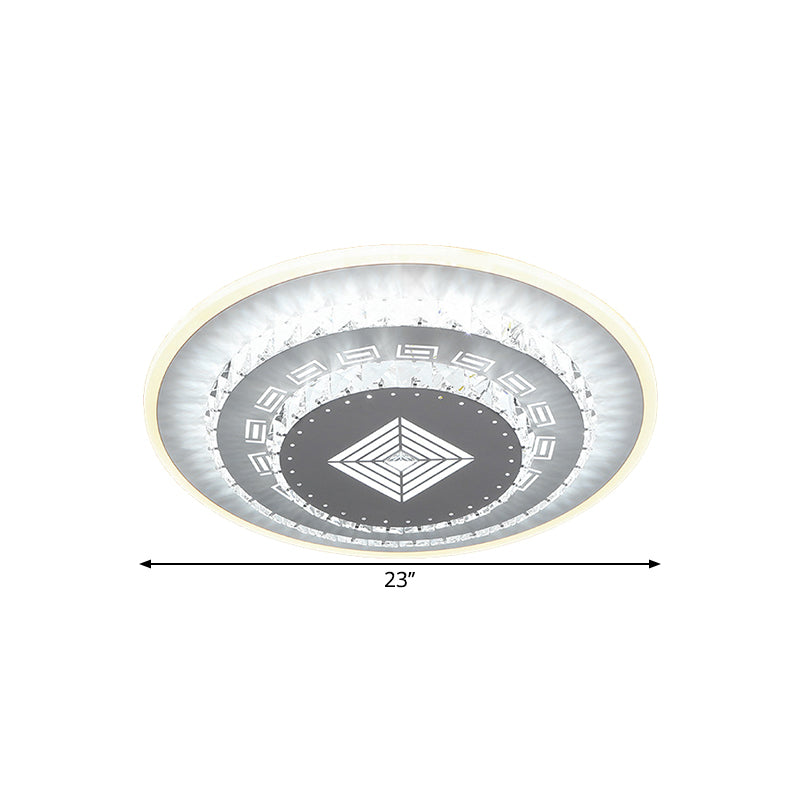 LED Light Fixture Modern Circular Clear Crystal Blocks Flush Mount with Rhombus/Cobble/Loving Heart Pattern in White/Warm Light Clearhalo 'Ceiling Lights' 'Close To Ceiling Lights' 'Close to ceiling' 'Flush mount' Lighting' 1503642