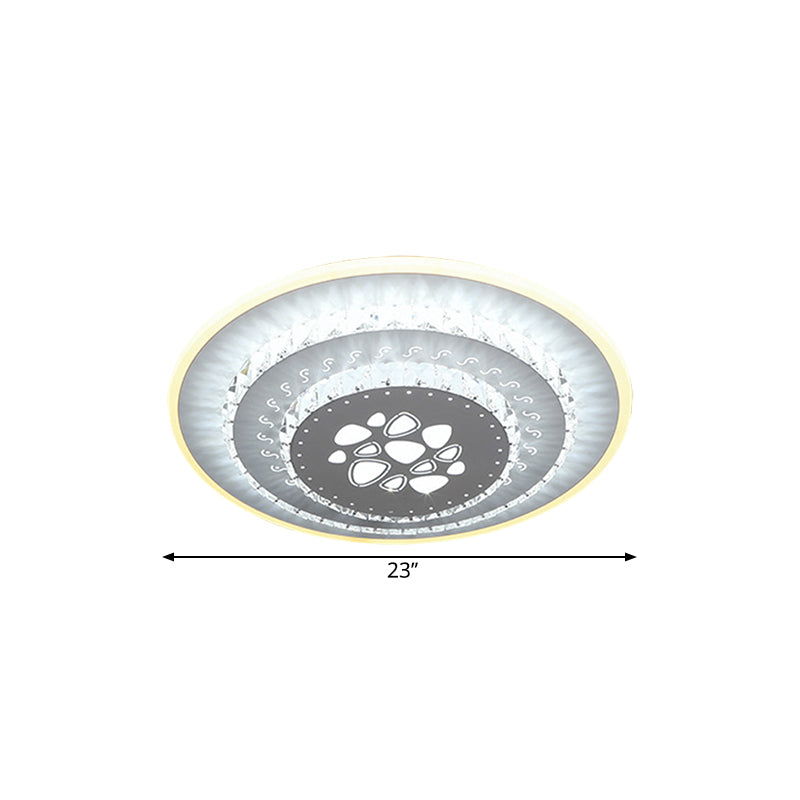 LED Light Fixture Modern Circular Clear Crystal Blocks Flush Mount with Rhombus/Cobble/Loving Heart Pattern in White/Warm Light Clearhalo 'Ceiling Lights' 'Close To Ceiling Lights' 'Close to ceiling' 'Flush mount' Lighting' 1503647