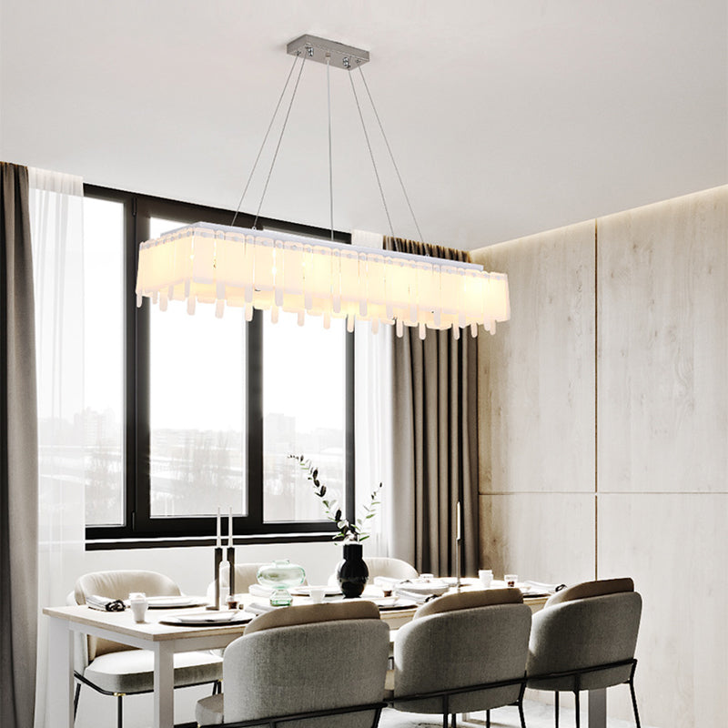 Acrylic Rectangular Ceiling Pendant LED Island Light with Adjustable Hanging Cord White Clearhalo 'Ceiling Lights' 'Island Lights' Lighting' 150365