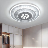 LED Light Fixture Modern Circular Clear Crystal Blocks Flush Mount with Rhombus/Cobble/Loving Heart Pattern in White/Warm Light Clear D Clearhalo 'Ceiling Lights' 'Close To Ceiling Lights' 'Close to ceiling' 'Flush mount' Lighting' 1503653