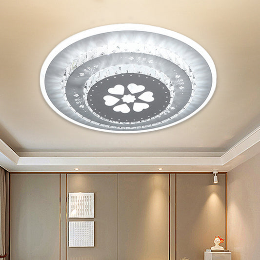 LED Light Fixture Modern Circular Clear Crystal Blocks Flush Mount with Rhombus/Cobble/Loving Heart Pattern in White/Warm Light Clearhalo 'Ceiling Lights' 'Close To Ceiling Lights' 'Close to ceiling' 'Flush mount' Lighting' 1503655