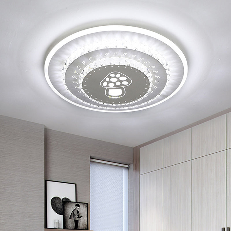 LED Light Fixture Modern Circular Clear Crystal Blocks Flush Mount with Rhombus/Cobble/Loving Heart Pattern in White/Warm Light Clear E Clearhalo 'Ceiling Lights' 'Close To Ceiling Lights' 'Close to ceiling' 'Flush mount' Lighting' 1503658