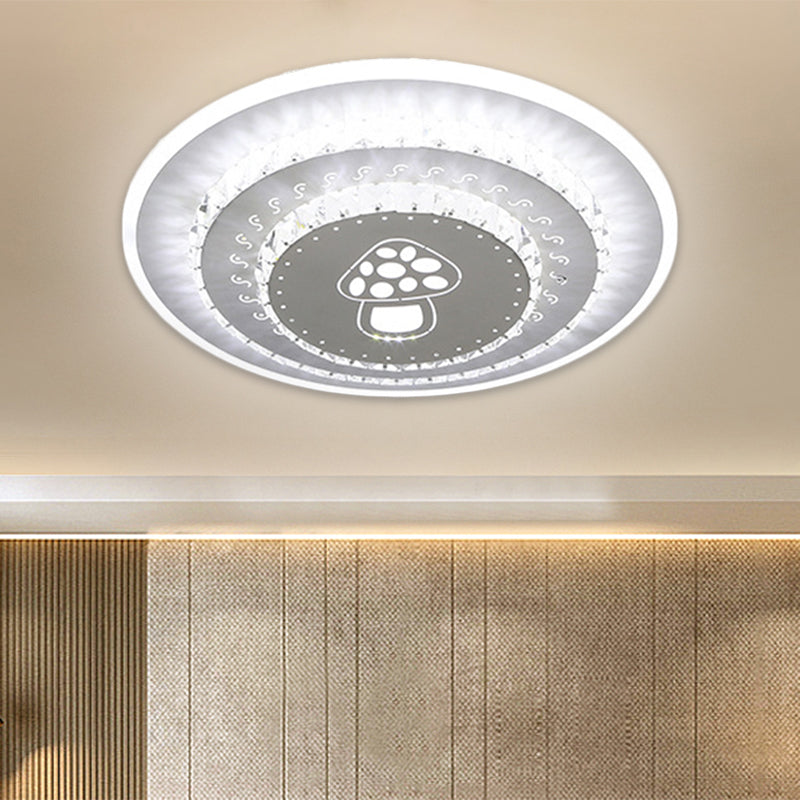 LED Light Fixture Modern Circular Clear Crystal Blocks Flush Mount with Rhombus/Cobble/Loving Heart Pattern in White/Warm Light Clearhalo 'Ceiling Lights' 'Close To Ceiling Lights' 'Close to ceiling' 'Flush mount' Lighting' 1503659