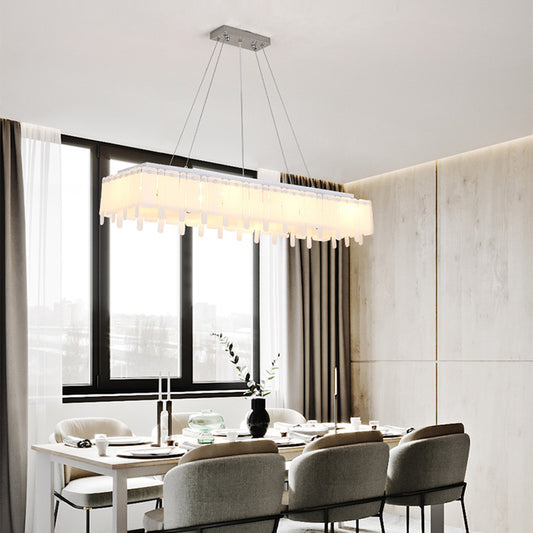 Acrylic Rectangular Ceiling Pendant LED Island Light with Adjustable Hanging Cord White Clearhalo 'Ceiling Lights' 'Island Lights' Lighting' 150365