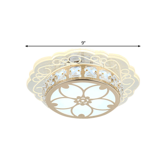 Cherry Blossom/Spiral Porch Flush Mount Light Modern Clear Crystal Gold Finish LED Ceiling Lamp in Multi Color/White/Warm Light Clearhalo 'Ceiling Lights' 'Close To Ceiling Lights' 'Close to ceiling' 'Flush mount' Lighting' 1503666