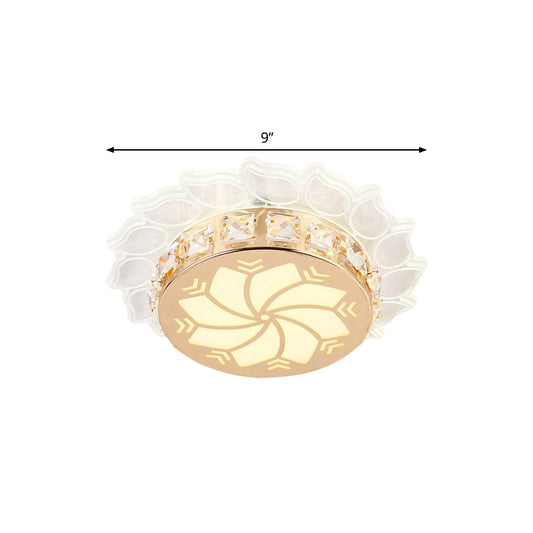 Cherry Blossom/Spiral Porch Flush Mount Light Modern Clear Crystal Gold Finish LED Ceiling Lamp in Multi Color/White/Warm Light Clearhalo 'Ceiling Lights' 'Close To Ceiling Lights' 'Close to ceiling' 'Flush mount' Lighting' 1503671