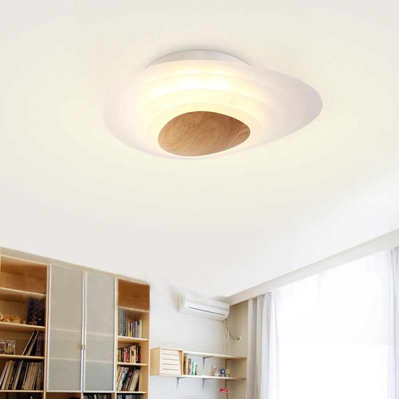 Nordic Planet Flush Mount Fixture Acrylic White LED Bedroom Ceiling Flush Mount in Warm/White, 18"/23.5" Wide Wood Warm Clearhalo 'Ceiling Lights' 'Close To Ceiling Lights' 'Close to ceiling' 'Flush mount' Lighting' 150370