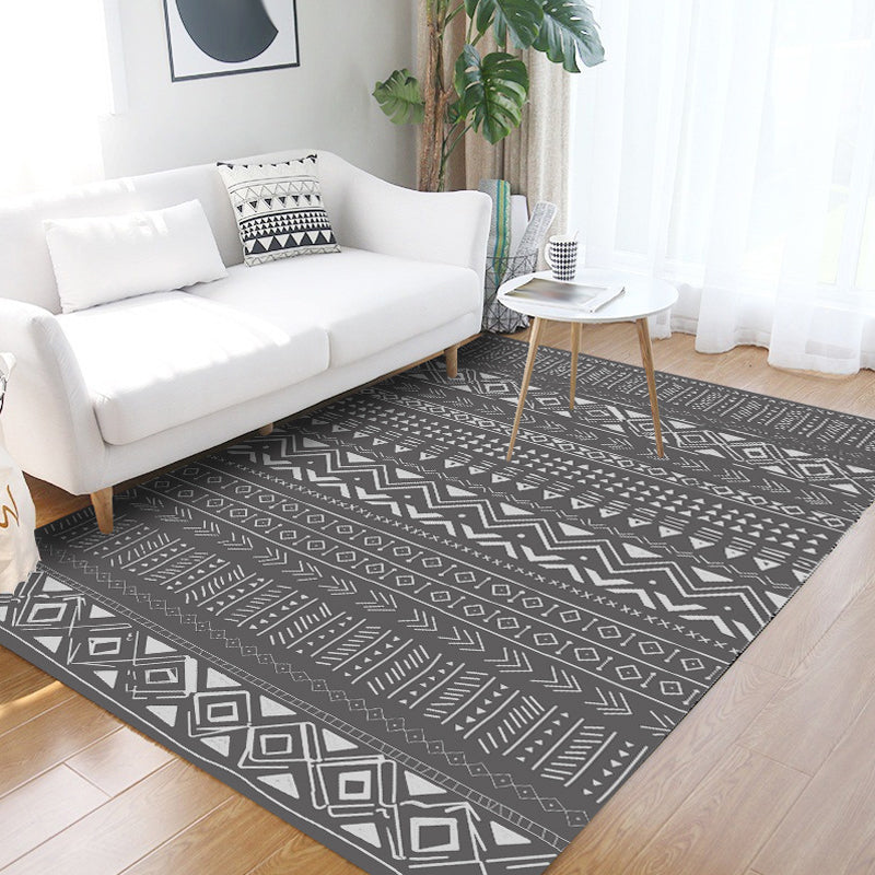 Scandinavian Geometric Chevron Rug Southwestern Tribal Rug Synthetic Pet Friendly Area Rug for Living Room Grey Clearhalo 'Area Rug' 'Rugs' 'Southwestern' Rug' 1504149