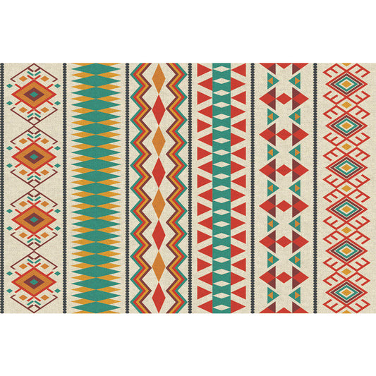 Indian Tribal Orange and Green Rug Striped Geometric Area Rug Fabri Pet Friendly Stain Resistant Indoor Floor Rug Clearhalo 'Area Rug' 'Rugs' 'Southwestern' Rug' 1504243