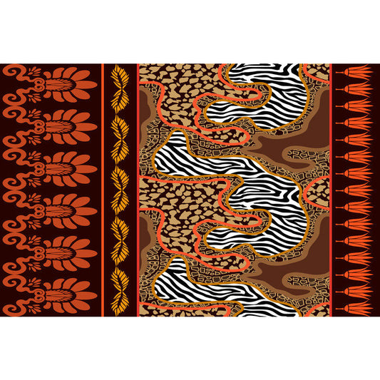 Paisley and Leopard Tribal Rug in Orange Indian Americana Scroll Synthetic Floor Covering Pet Friendly Stain Resistant Indoor Rug Clearhalo 'Area Rug' 'Rugs' 'Southwestern' Rug' 1504257