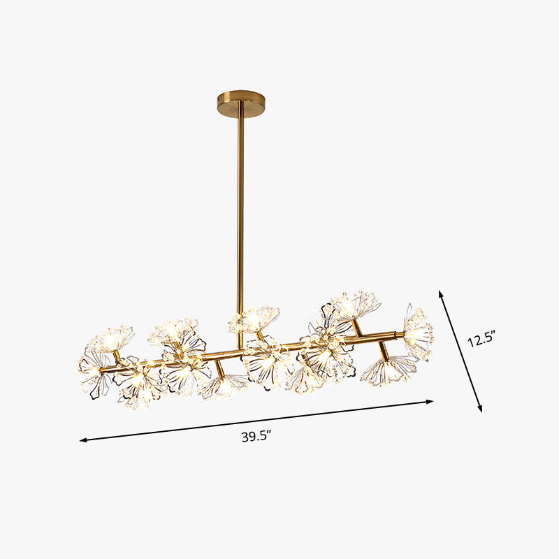 Black/Gold Floral Island Pendant Fixture Modern 16-Head Crystal Hanging Ceiling Light Clearhalo 'Ceiling Lights' 'Island Lights' Lighting' 150440