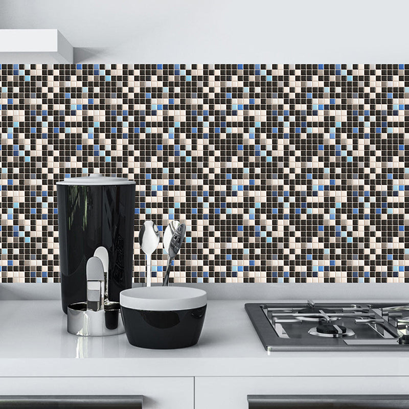 Juego de panel de papel tapiz de mosaico de mosaico de mármol decoración de pared  PVC contemporánea para baño, palo - Clearhalo