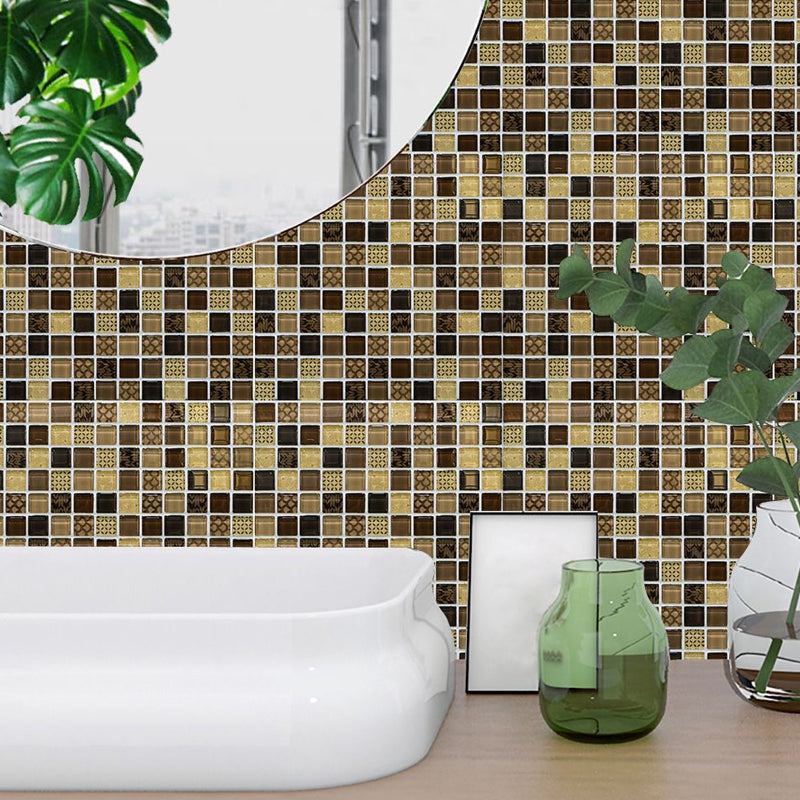 Black-Yellow Modern Wallpaper Panel Set 9.7-sq ft Mosaics Adhesive Wall Art for Restroom Black-Yellow Clearhalo 'Wall Decor' 'Wallpaper' 1504676