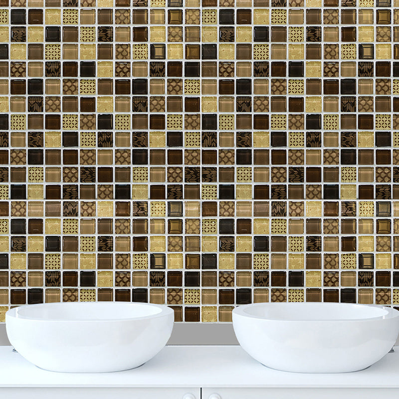 Black-Yellow Modern Wallpaper Panel Set 9.7-sq ft Mosaics Adhesive Wall Art for Restroom Clearhalo 'Wall Decor' 'Wallpaper' 1504678