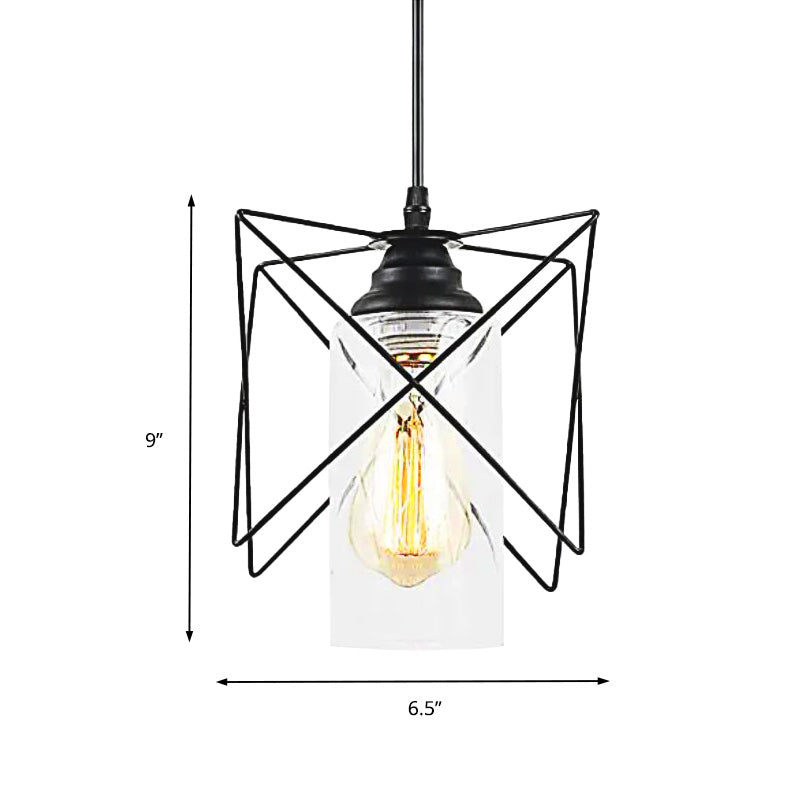 1 Bulb Hanging Ceiling Light with Wire Frame Shade Metal Industrial Bedroom Pendant Lighting Clearhalo 'Art Deco Pendants' 'Black' 'Cast Iron' 'Ceiling Lights' 'Ceramic' 'Crystal' 'Industrial Pendants' 'Industrial' 'Metal' 'Middle Century Pendants' 'Pendant Lights' 'Pendants' 'Rustic Pendants' 'Tiffany' Lighting' 150470