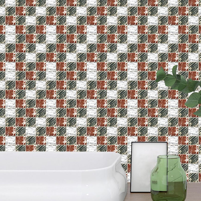 Contemporary Mosaic Marble Wallpapers for Kitchen 7.2-sq ft Wall Covering in Grey-Red, Adhesive Red Brown Clearhalo 'Wall Decor' 'Wallpaper' 1504701