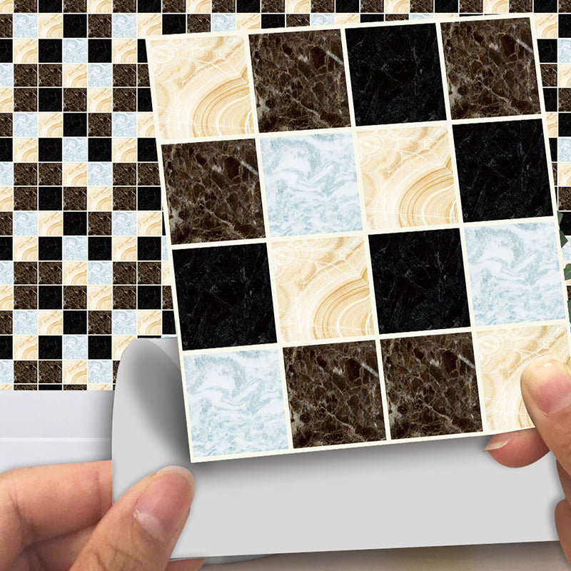 Black-Brown Marble Wallpaper Panel Set Mosaics Modern Peel off Wall Decor for Kitchen Clearhalo 'Wall Decor' 'Wallpaper' 1504713