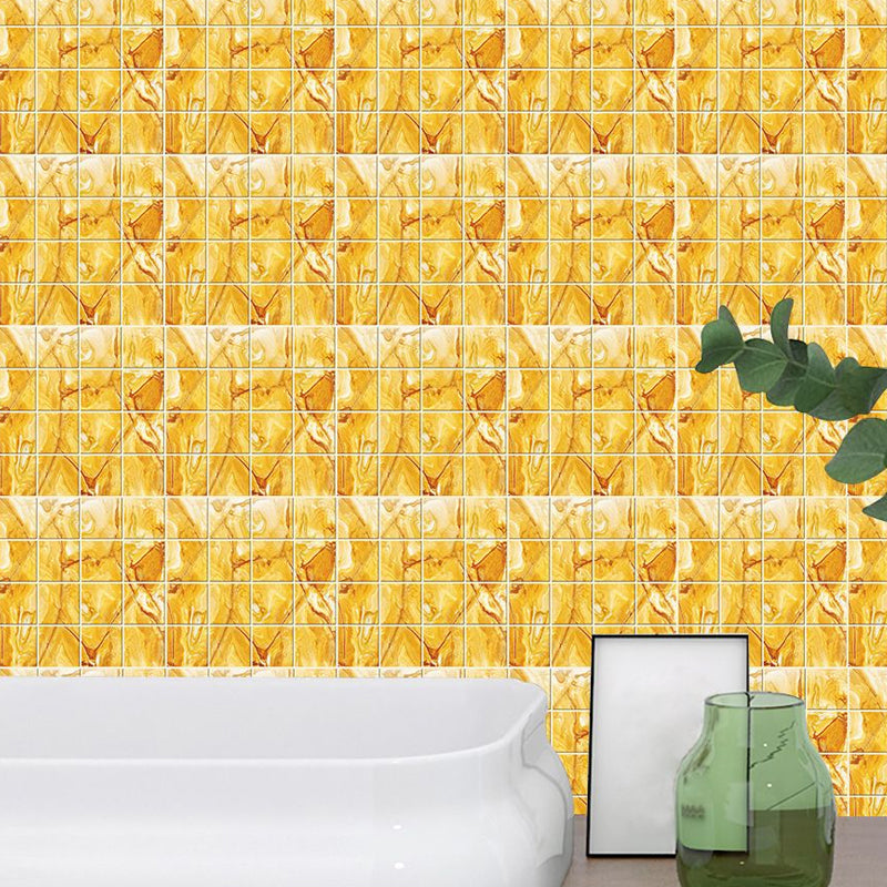 Yellow Faux Marble Wallpaper Panels Pick Up Stick Wall Art for Washroom (30 Pieces) Yellow Clearhalo 'Wall Decor' 'Wallpaper' 1504766