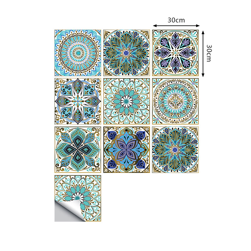 10 Pcs Mandala Wallpapers Peel and Paste Bohemian Kitchen Wall Decoration, 9.7-sq ft Clearhalo 'Wall Decor' 'Wallpaper' 1504934