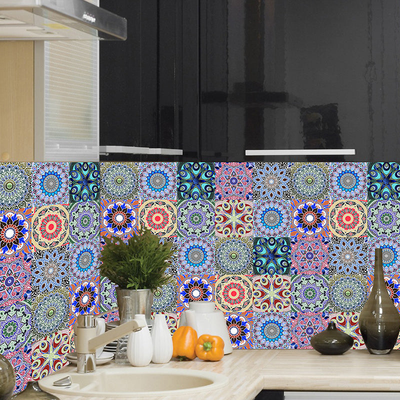 10 Pcs Mandala Wallpapers Peel and Paste Bohemian Kitchen Wall Decoration, 9.7-sq ft Clearhalo 'Wall Decor' 'Wallpaper' 1504947