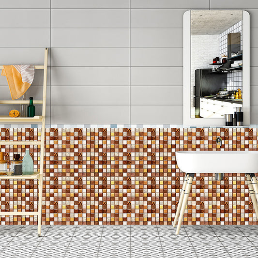 Temporary Mosaic Tile Wallpaper Panels 10 Pcs Modern PVC Wall Covering in Orange, 9.7-sq ft Clearhalo 'Wall Decor' 'Wallpaper' 1505060