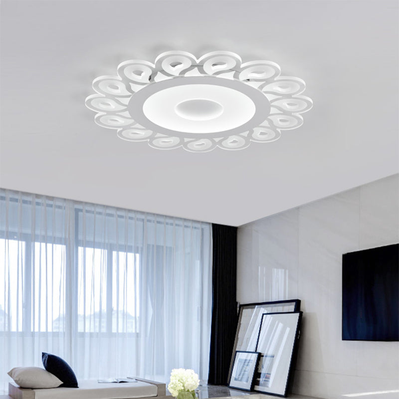 Modern Acrylic Circular Ceiling Light with Drop Pattern LED Flush Mount Ceiling for Living Room in White, 16"/19.5"/23.5" Dia White Clearhalo 'Ceiling Lights' 'Close To Ceiling Lights' 'Close to ceiling' 'Flush mount' Lighting' 150524