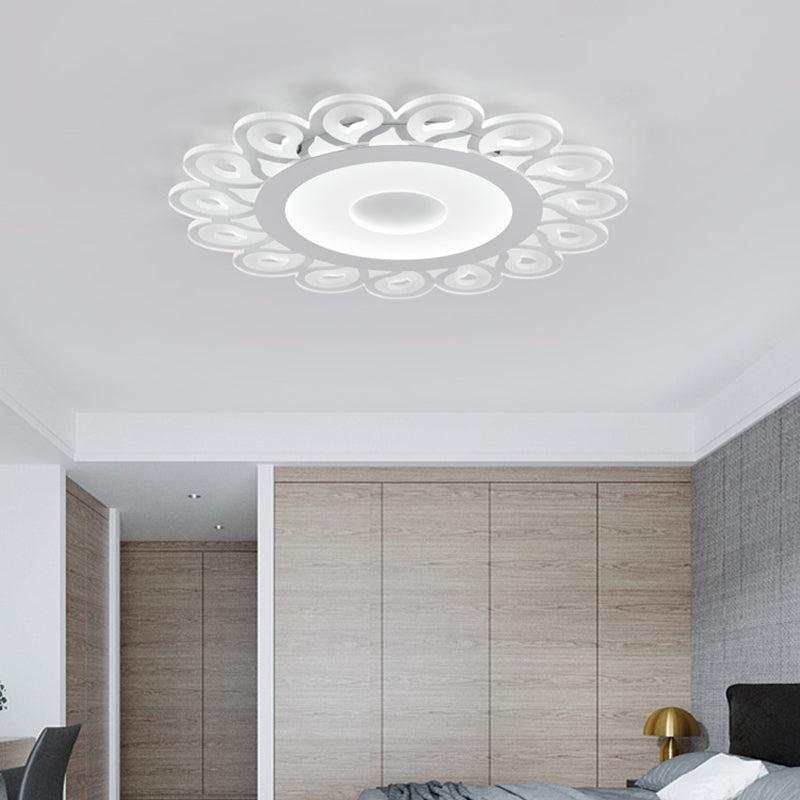 Modern Acrylic Circular Ceiling Light with Drop Pattern LED Flush Mount Ceiling for Living Room in White, 16"/19.5"/23.5" Dia Clearhalo 'Ceiling Lights' 'Close To Ceiling Lights' 'Close to ceiling' 'Flush mount' Lighting' 150527