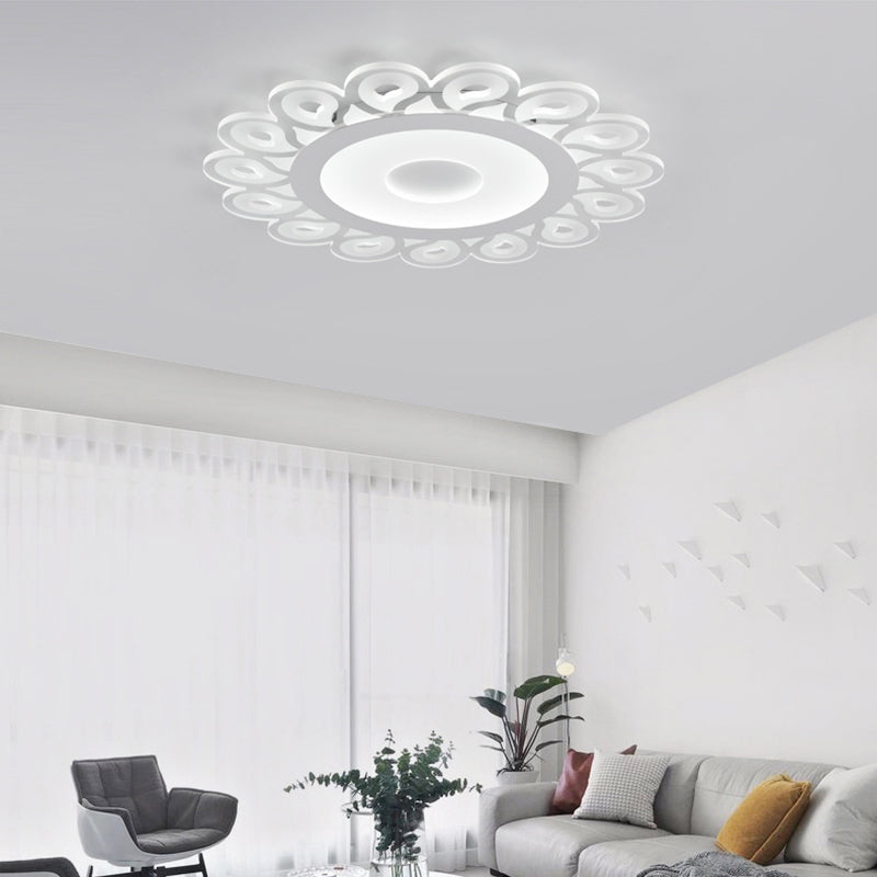 Modern Acrylic Circular Ceiling Light with Drop Pattern LED Flush Mount Ceiling for Living Room in White, 16"/19.5"/23.5" Dia Clearhalo 'Ceiling Lights' 'Close To Ceiling Lights' 'Close to ceiling' 'Flush mount' Lighting' 150529