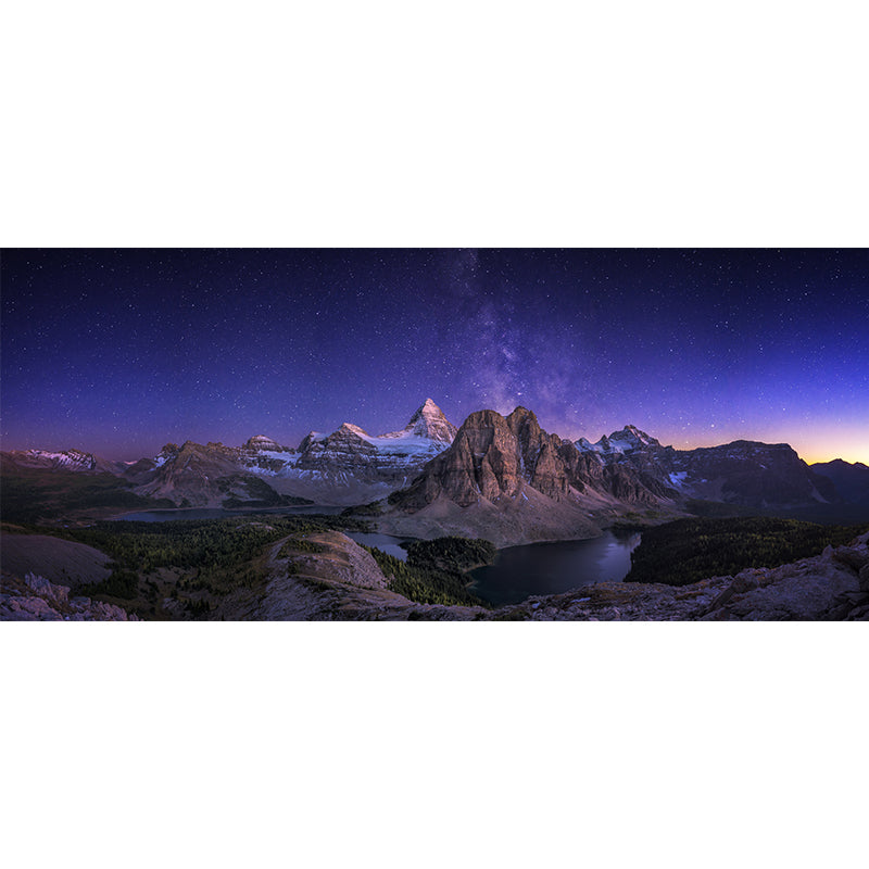 Purple Starry Night View Mural Mountain Scenery Modern Waterproof Wall Decor for Home Clearhalo 'Wall Decor' 'Wall Mural' 1505331