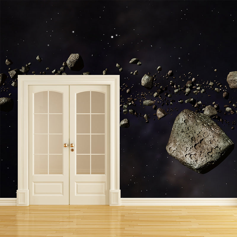 Black Anti-Gravity Stone Mural Moisture Resistant Wall Covering for Boys Bedroom Clearhalo 'Wall Decor' 'Wall Mural' 1505374