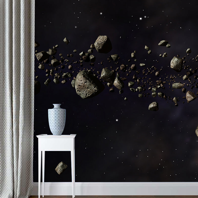 Black Anti-Gravity Stone Mural Moisture Resistant Wall Covering for Boys Bedroom Clearhalo 'Wall Decor' 'Wall Mural' 1505375