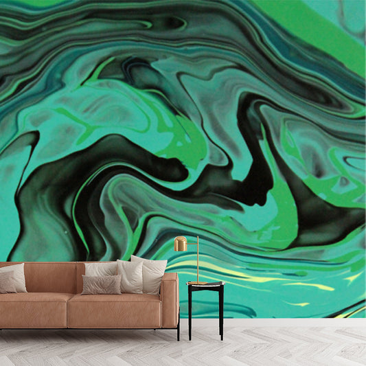 Tropix Wave Print Mural Decal Green Moisture Resistant Wall Covering for Bedroom Clearhalo 'Wall Decor' 'Wall Mural' 1505734