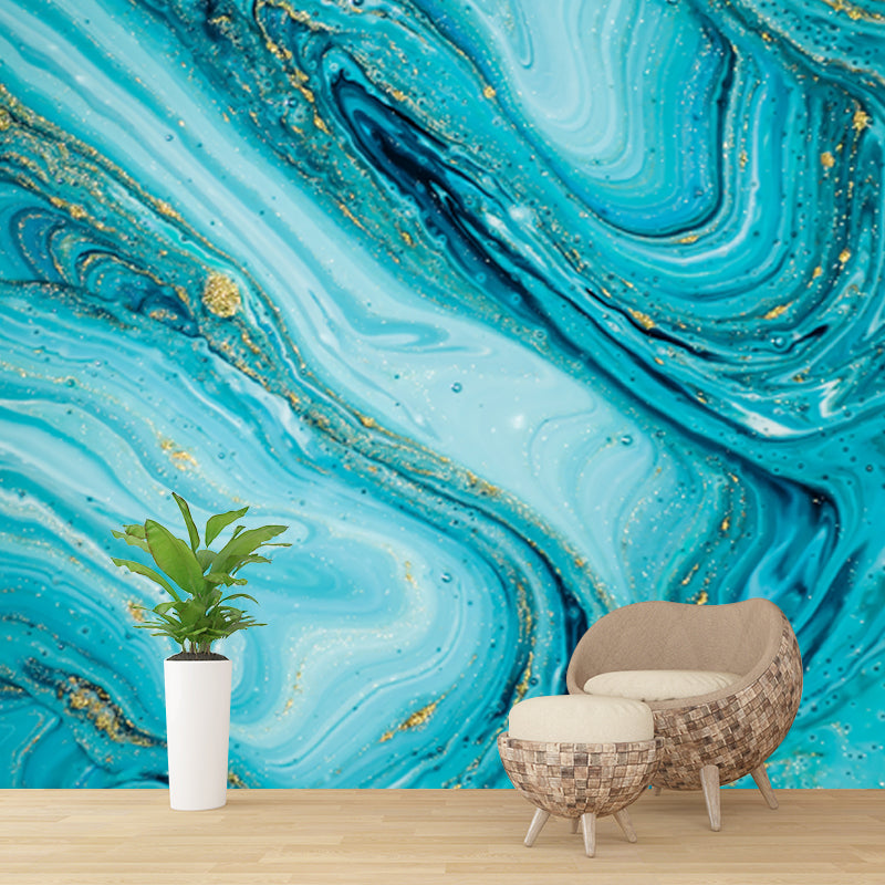Blue Surge Mural Wallpaper Stain Resistant Tropical Bedroom Wall Art,  Custom Size