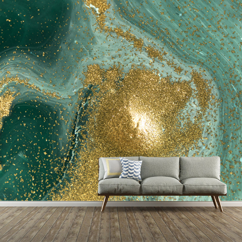 Artistry Flow and Sequins Mural for Accent Wall Customized Wall Covering in Green Green Clearhalo 'Wall Decor' 'Wall Mural' 1505748