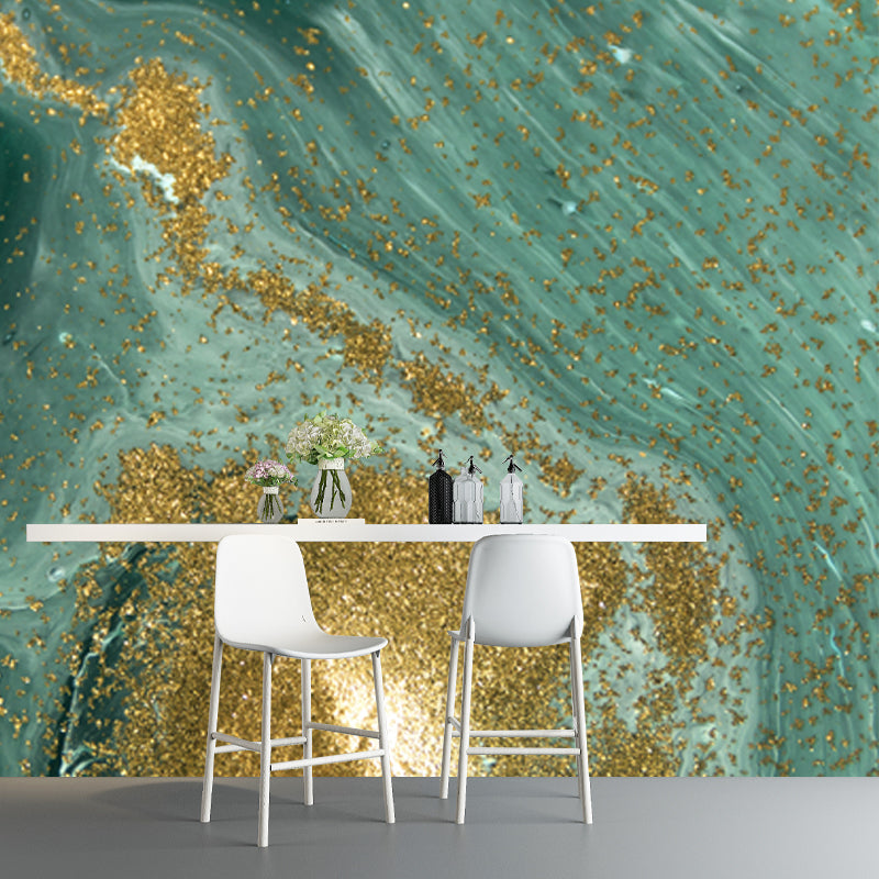 Artistry Flow and Sequins Mural for Accent Wall Customized Wall Covering in Green Clearhalo 'Wall Decor' 'Wall Mural' 1505750