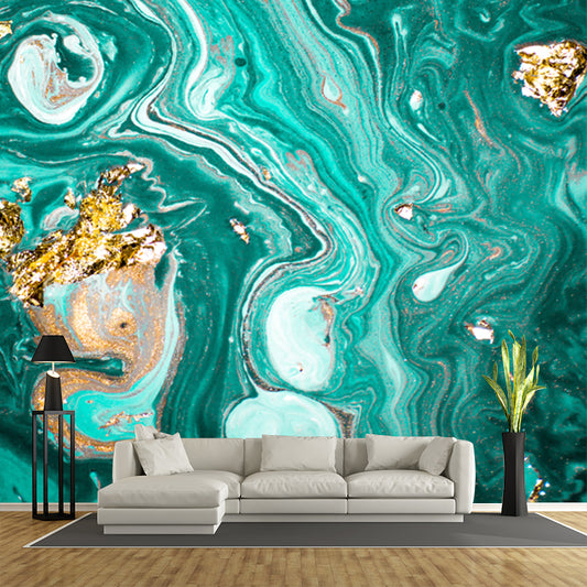Non-Woven Washable Mural Tropix Water with Floating Object Painting Wall Art in Green Clearhalo 'Wall Decor' 'Wall Mural' 1505794