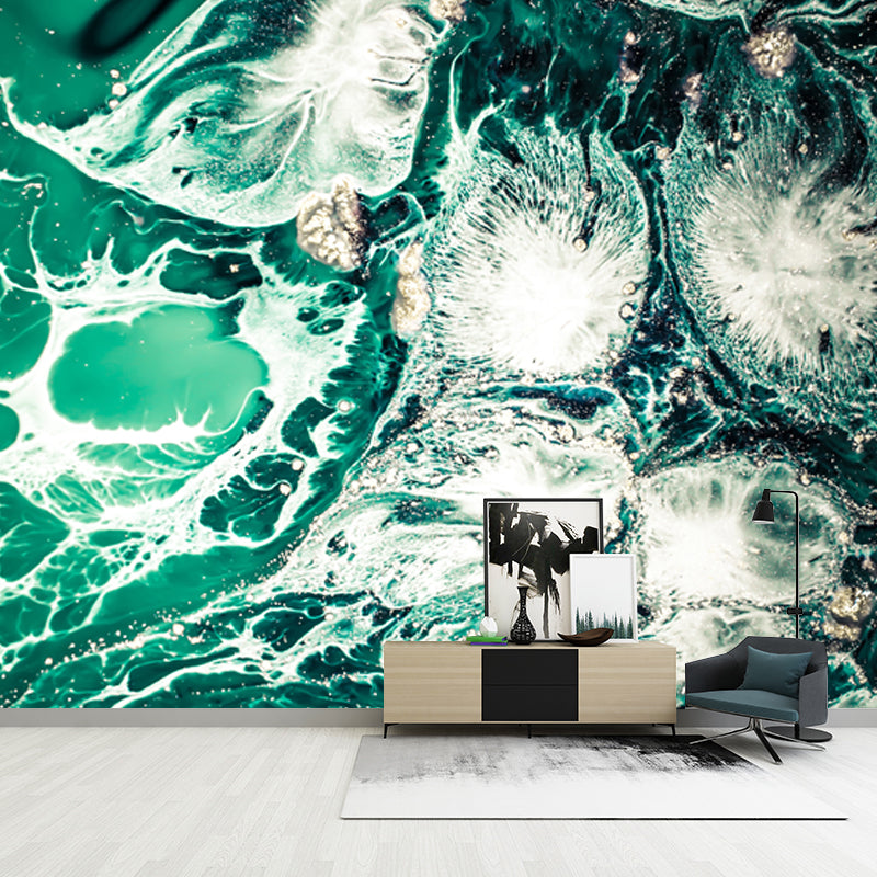 Tropix Jellyfish Mural Wallpaper Green Sea Scenery Wall Covering for Accent Wall Green Clearhalo 'Wall Decor' 'Wall Mural' 1505798