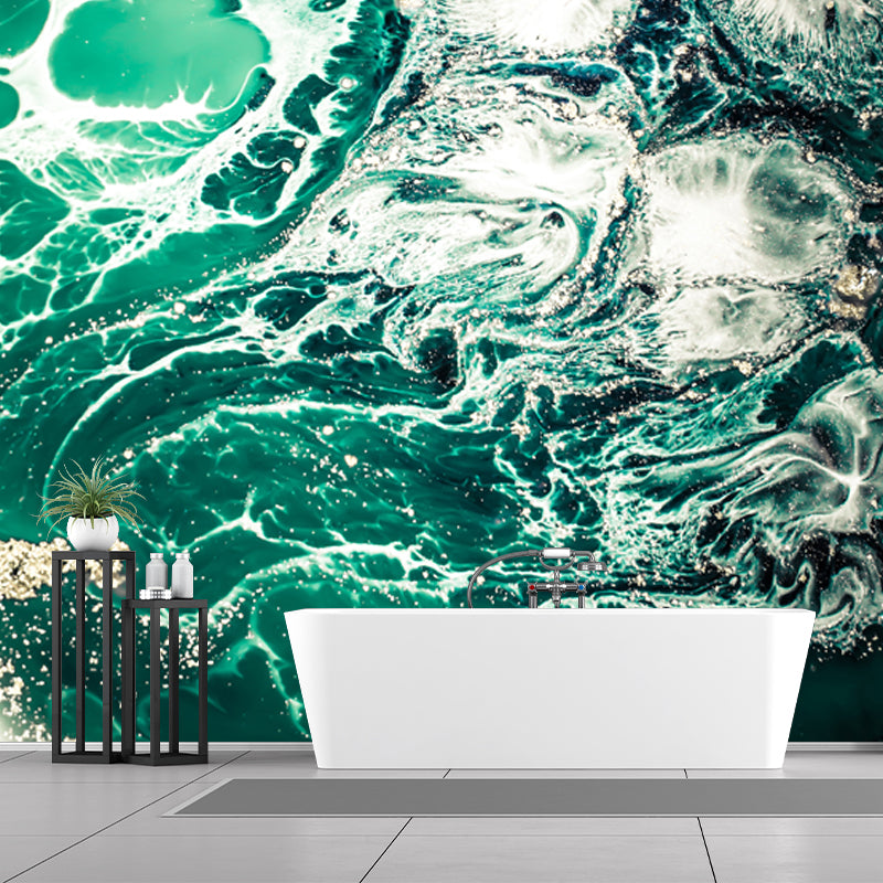 Tropix Jellyfish Mural Wallpaper Green Sea Scenery Wall Covering for Accent Wall Clearhalo 'Wall Decor' 'Wall Mural' 1505799