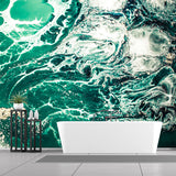 Tropix Jellyfish Mural Wallpaper Green Sea Scenery Wall Covering for Accent Wall Clearhalo 'Wall Decor' 'Wall Mural' 1505799