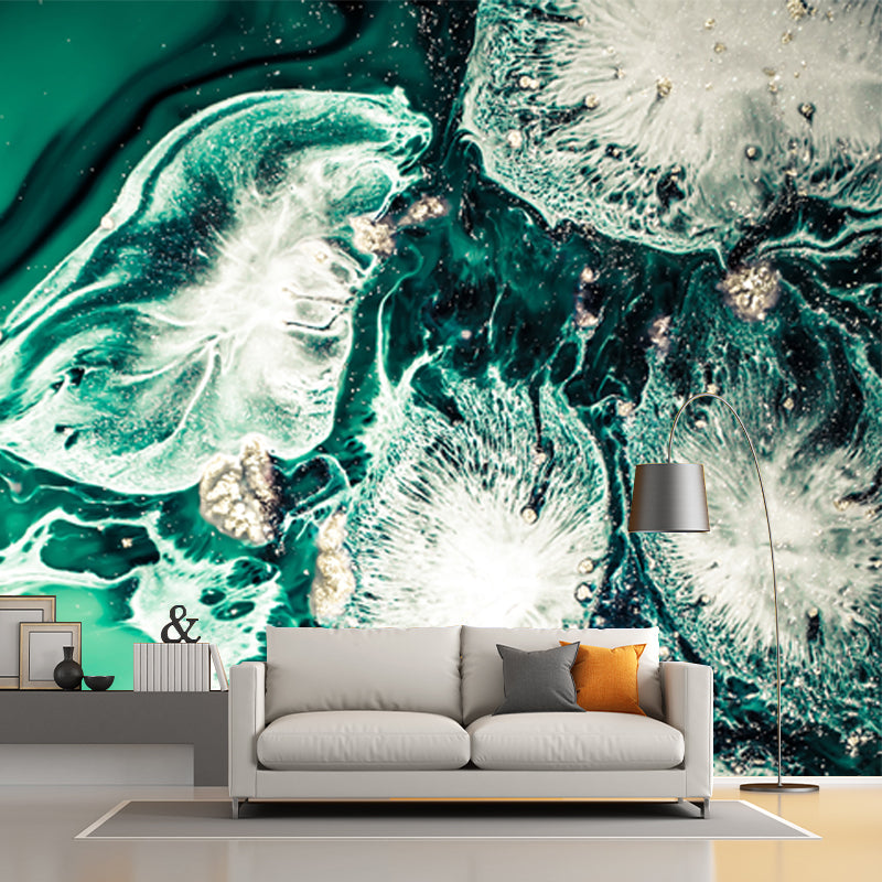 Tropix Jellyfish Mural Wallpaper Green Sea Scenery Wall Covering for Accent Wall Clearhalo 'Wall Decor' 'Wall Mural' 1505800