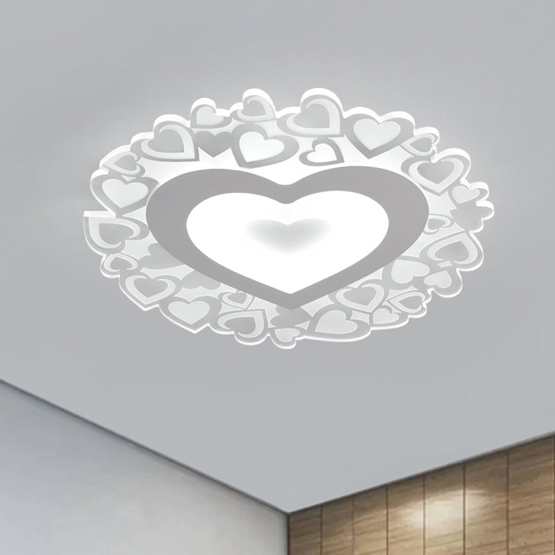 Heart Shaped Flush Mount Light Simple Acrylic LED White Ceiling Flush Mount for Bedroom in White, 18"/23.5" Dia Clearhalo 'Ceiling Lights' 'Close To Ceiling Lights' 'Close to ceiling' 'Flush mount' Lighting' 150590