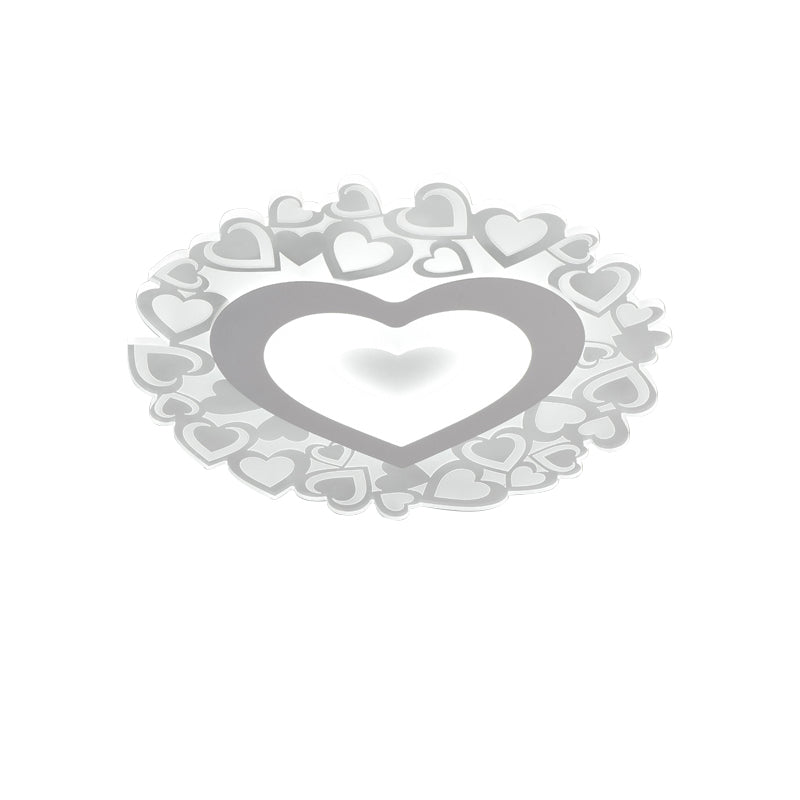 Heart Shaped Flush Mount Light Simple Acrylic LED White Ceiling Flush Mount for Bedroom in White, 18"/23.5" Dia Clearhalo 'Ceiling Lights' 'Close To Ceiling Lights' 'Close to ceiling' 'Flush mount' Lighting' 150592