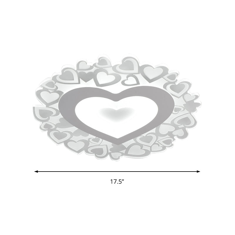 Heart Shaped Flush Mount Light Simple Acrylic LED White Ceiling Flush Mount for Bedroom in White, 18"/23.5" Dia Clearhalo 'Ceiling Lights' 'Close To Ceiling Lights' 'Close to ceiling' 'Flush mount' Lighting' 150593